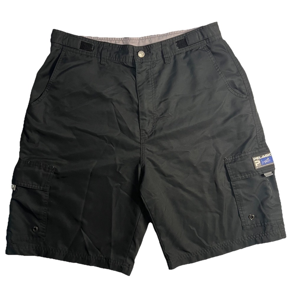 Pelagic Shorts Mens Sz 34 Black Socorro Cargo Offshore  Performance Fish